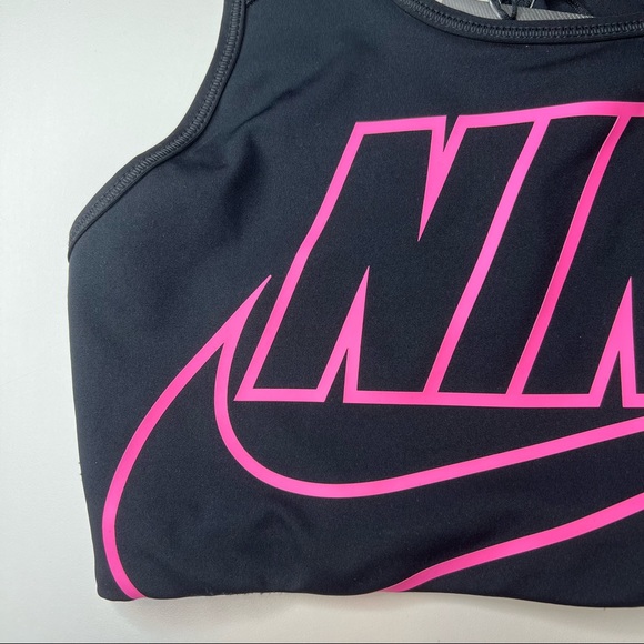 NIKE Black Racerback Sports Bra w/ Neon Pink Decal, Size Extra Small, NWOT! - Picture 4 of 8